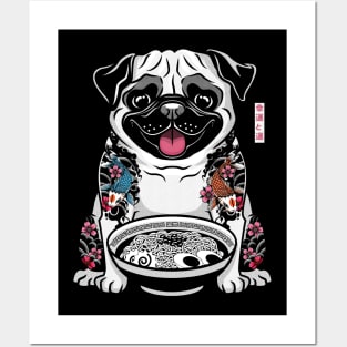 tattoo pug ramen lover Posters and Art
